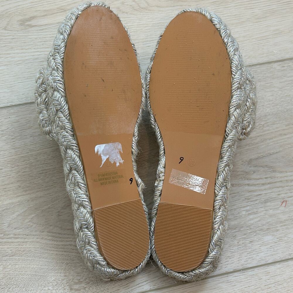 Cato Comfort Platform Slide Sandals Beige Woven Open Toe Crochet Flower 9.5 - Picture 7 of 8